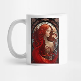 The Red Mermaid - Art Nouveau Mug